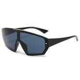 (6 PACK) Wholesale Sunglasses New Arrival Fashion One Piece Oversized Unisex Trendy Outdoor Cycling Sport 2024 - BulkSunglassesWholesale.com - Black Frame Black Lens